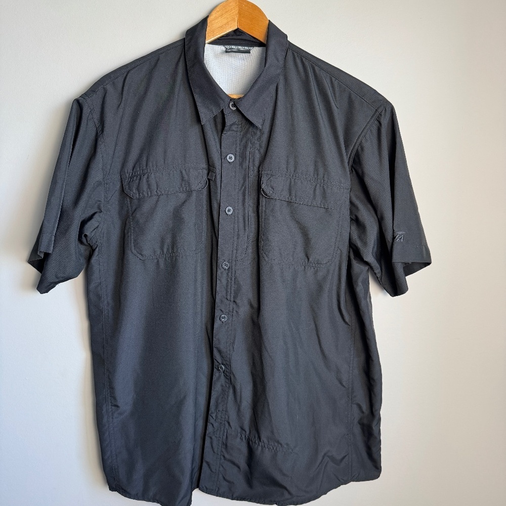 Avia Men's Outdoor Performance Camp Shirt Black Large Lightweight Hiking Camping